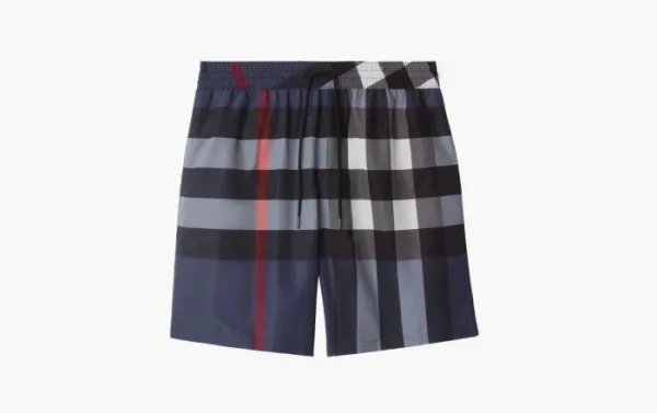 Burberry Check Swim Shorts  Carbon blue