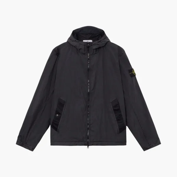 Stone Island Crinkle Reps NY Hooded Jacket Black