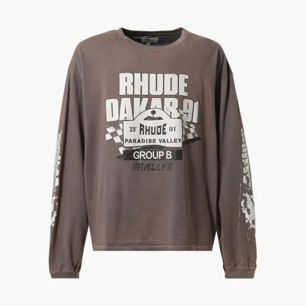 RHUDE Dakar 91 Long-sleeve Tee Vintage Grey