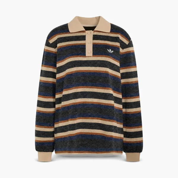 Adidas Originals Striped Polo Long Sleeve Black