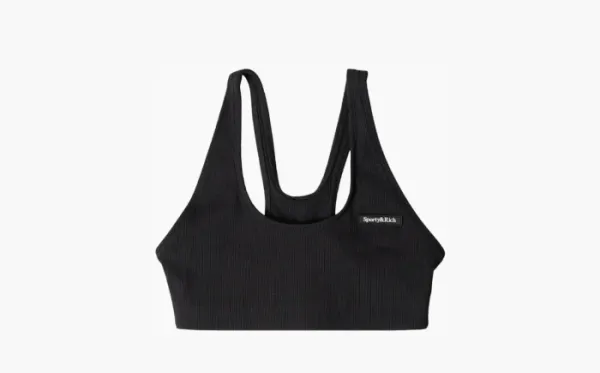 Sporty & Rich Serif Rib Sports Bra Black/White