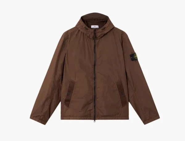 Stone Island Crinkle Reps NY Hooded Jacket Umber