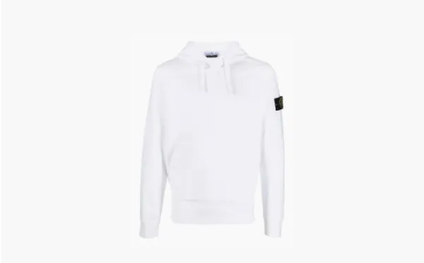Stone Island Brushed Cotton Popover Hoodie White