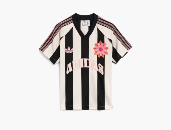 Adidas Originals Striped  Jersey T-Shirt  Wonder White / Black