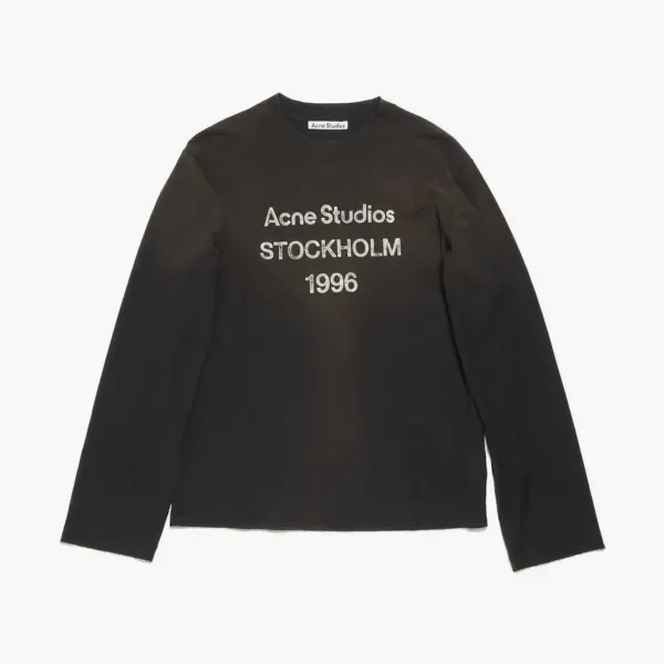 Acne Studios Logo L/S T-shirt Relaxed Fit Faded Black