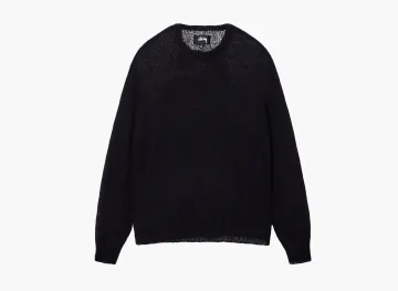 Stussy Loose Knit Cross Cable Sweater Black