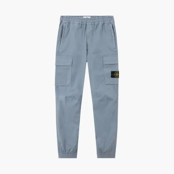 Stone Island Stretch Organic Cotton Twill Cargo Trousers Avio Blue