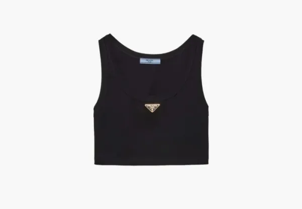Prada Jersey Cropped Top Black