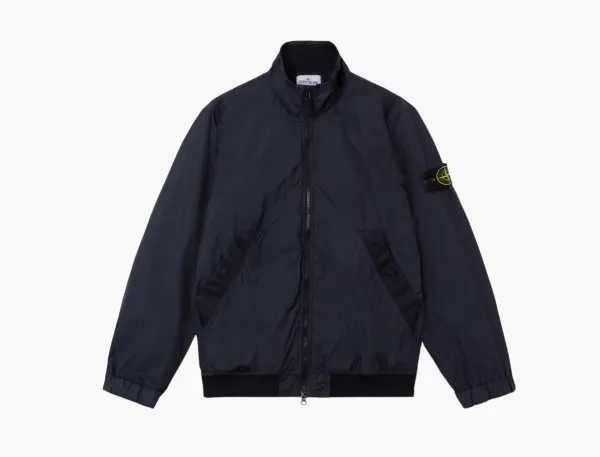 Stone Island Crinkle Reps NY Stand Collar Jacket Navy Blue