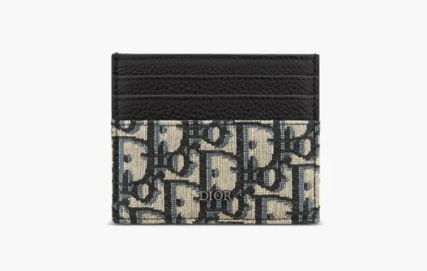 Dior Oblique Jacquard Calfskin Card Holder Beige/Black