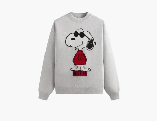 Kith For Peanuts Joe Cool Crewneck Sweater Light Heather Grey