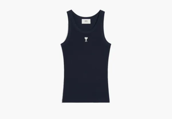 Ami Paris Cotton Rib Tank Top Night Blue