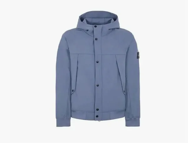 Stone Island Light Soft Shell-R Hooded Jacket Avio Blue