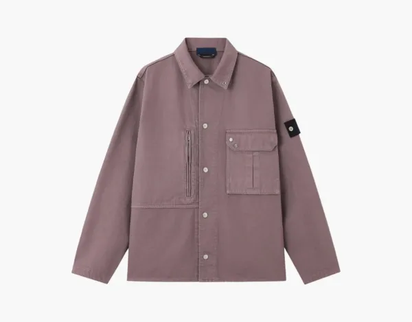 Stone Island Light Bull Denim-TC Overshirt Purple Grey