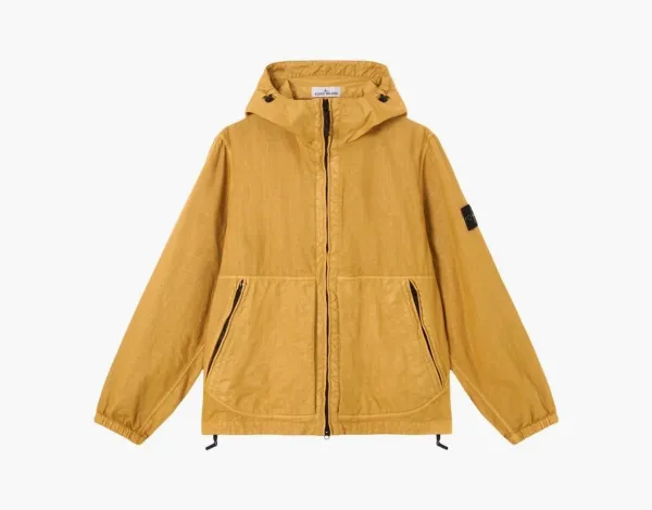 Stone Island Organic-Look Nylon Panama-TC Hooded Jacket Mustard