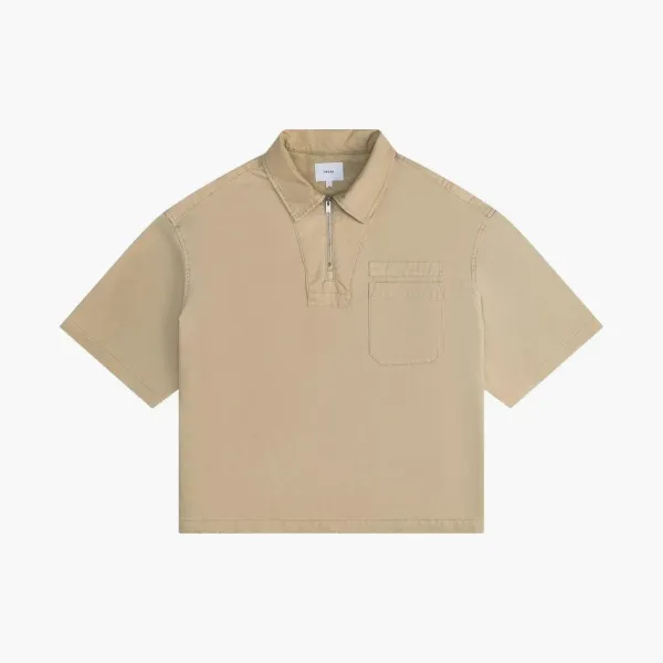RHUDE Boxy Half Zip Spray Short-sleeve Shirt Khaki