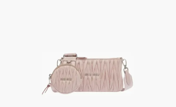 Miu Miu Dusty Pink Matelassé Multi-Pochette Crossbody Rose Red