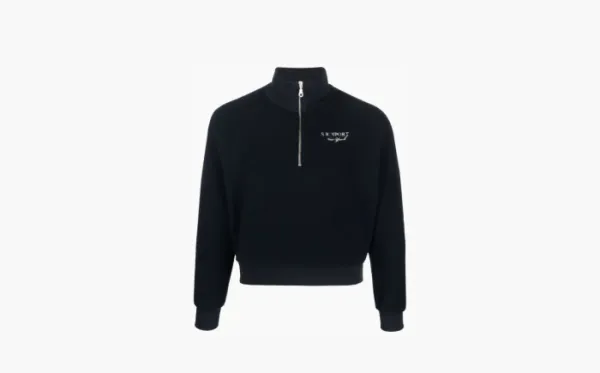 Sporty & Rich QUARTER ZIP SHERPA FLEECE SWEATSHIRT Navy Blue