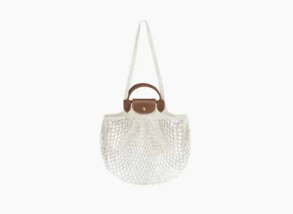 Longchamp Le Pliage Filet Top Handle Bag Ecru