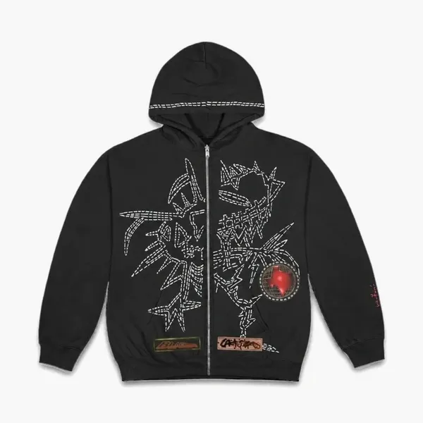 Travis Scott Cactus Jack Thorn Graphic Zip Hoodie Black