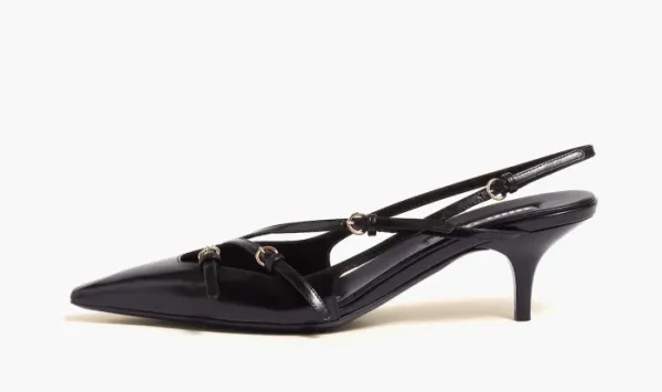 Miu Miu Brushed Leather Slingbacks With Buckles Black