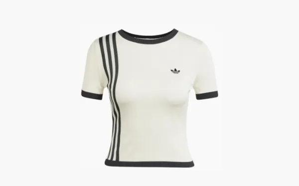Adidas Knitted 3-Stripes Short T-Shirt White