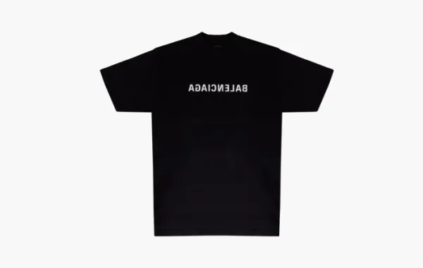 Balenciaga Logo Mirror Print Medium Fit T-Shirt Black