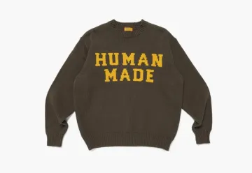 Human Made Polar Bear Crew Neck Knitted Jumper Olive