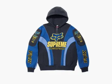 Supreme x Fox Racing Zip Up Hooded Sweatshirt Navy