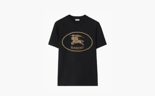 Burberry Knight-stamp Cotton T-shirt Black