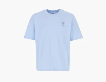Ami Paris Ami De Coeur Tonal Boxy Fit T-Shirt Sky Blue