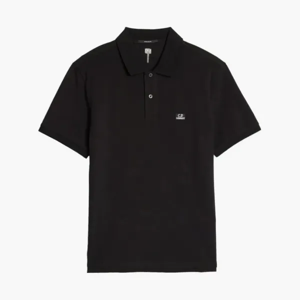 C.P. Company Stretch Piquet Short Sleeve Polo Black