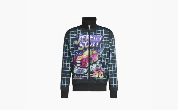 Adidas originals x JEREMY SCOTT Crossover Cartoon Plaid Printing Sports Jacket Black