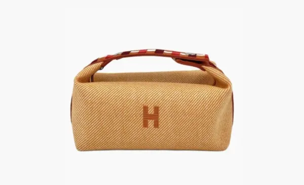 HERMES Canvas Toiletry Bag Regular Unisex Orange