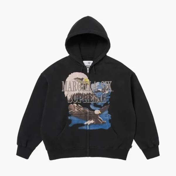 Supreme x MM6 Maison Margiela Eagle Zip Up Hooded Sweatshirt Black