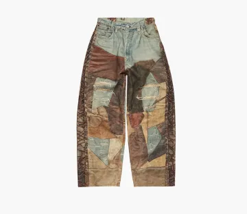 Acne Studios Patchwork Denim Jeans Blue/Brown
