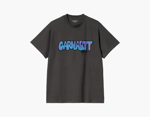 Carhartt WIP Graffiti Logo T-Shirt Charcoal Grey