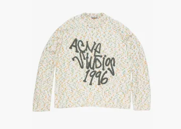 Acne Studios Konfetti Logo-Print Chenille Sweater Neutrals