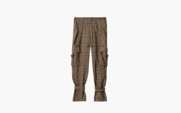 Burberry Check Silk Blend Cargo Trousers Brown