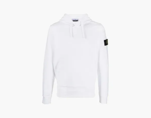 Stone Island Brushed Cotton Popover Hoodie White