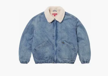 Supreme Faux Shearling Lined Bomber Jacket Denim