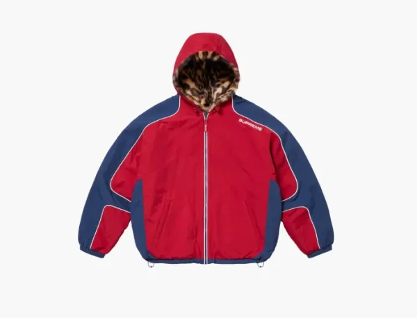 Supreme Faux Fur Reversible Hooded Track Jacket  Red