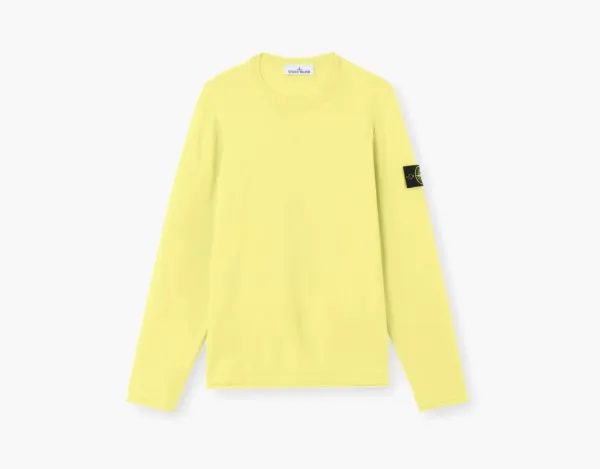 Stone Island Organic Cotton Nylon Crewneck Jumper Bright Yellow
