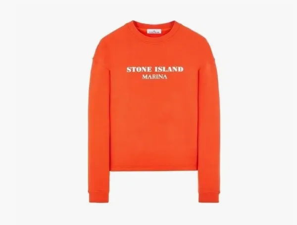 Stone Island Marina Cotton Fleece Crewneck Sweatshirt Lobster Red