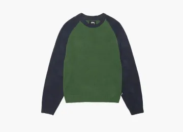 Stussy Colorblocked Raglan Knit Crew Green
