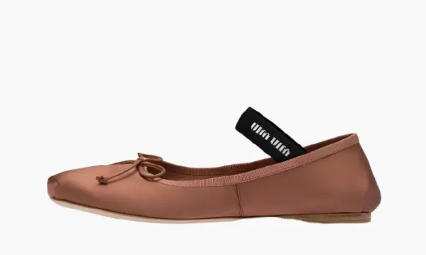 Miu Miu Satin Ballerinas Cocoa Brown