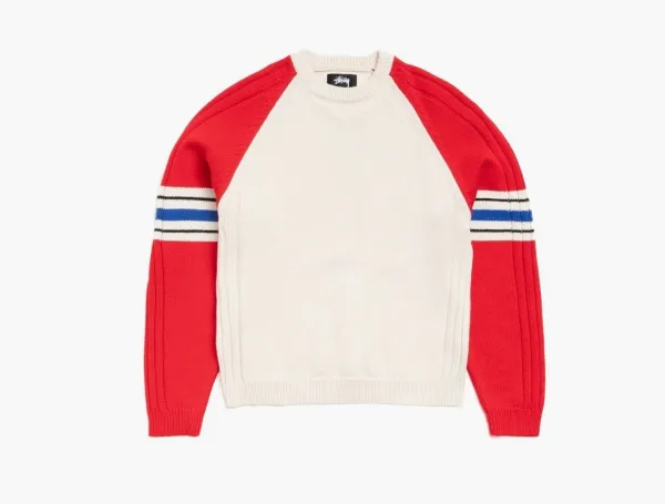 Stussy Stripe Raglan Crew Red