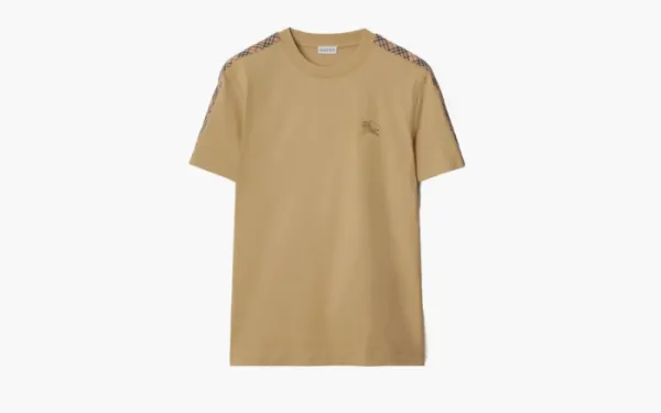 Burberry Check Trim Cotton T-shirt Flax