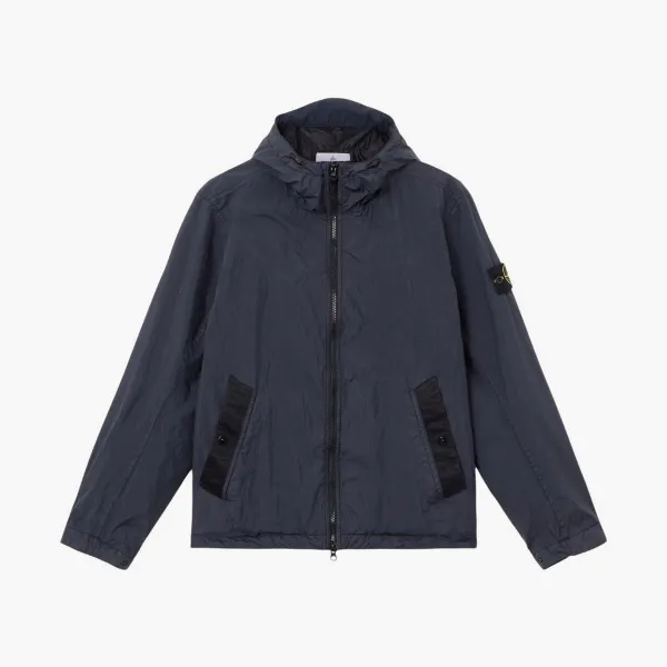 Stone Island Crinkle Reps NY Hooded Jacket Navy Blue