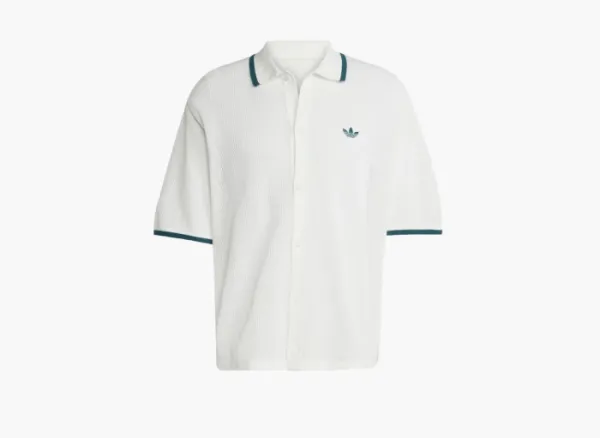 Adidas Originals Button Down Knitted Shirt  Wonder White